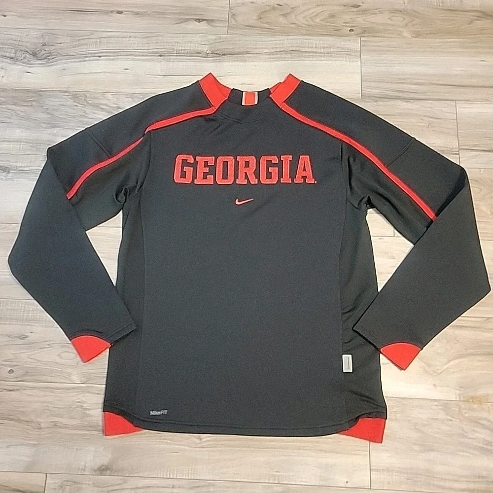 VGT Nike Dri-Fit‎ Georgia Bulldogs UGA Thermal Fleece Adult Small Black Red Logo